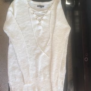 Long sleeve cream cross top